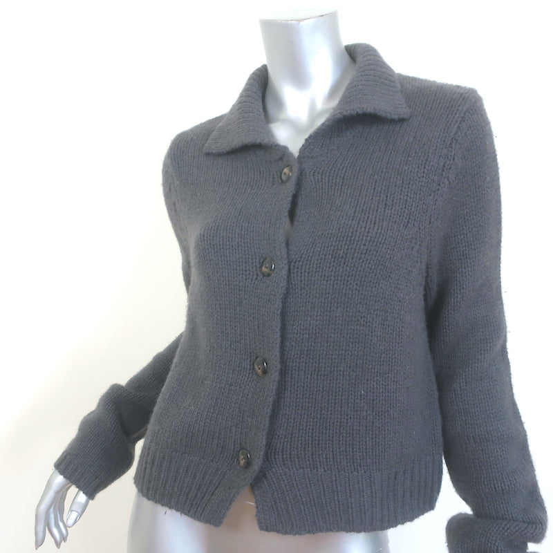 SABLYN Jackson Cashmere Cardigan Charcoal Size Medium Collared Sweater