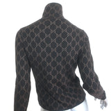 Gucci GG Monogram Knit Turtleneck Sweater Dark Brown Cashmere-Silk Size Small