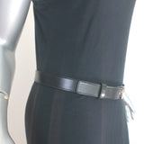 Gucci G Buckle Skinny Belt Black Leather Size 85 US 34