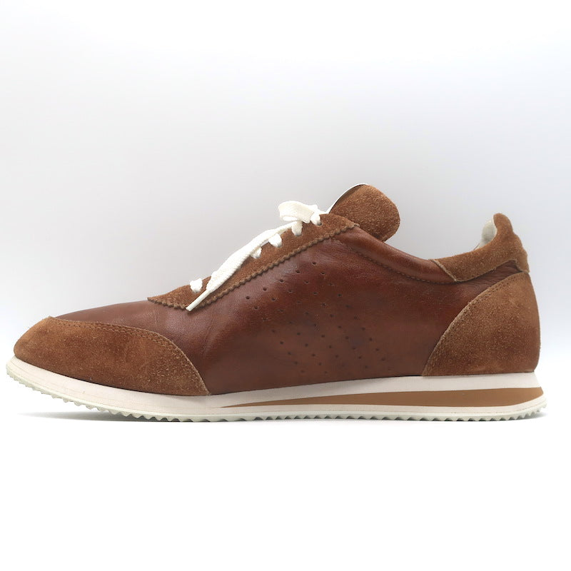 Brunello Cucinelli Low Top Sneakers Brown Perforated Leather &amp; Suede Size 44