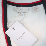 Ted Baker Skilarr Striped-Trim Cardigan Ivory Stretch Knit Size 3 NEW