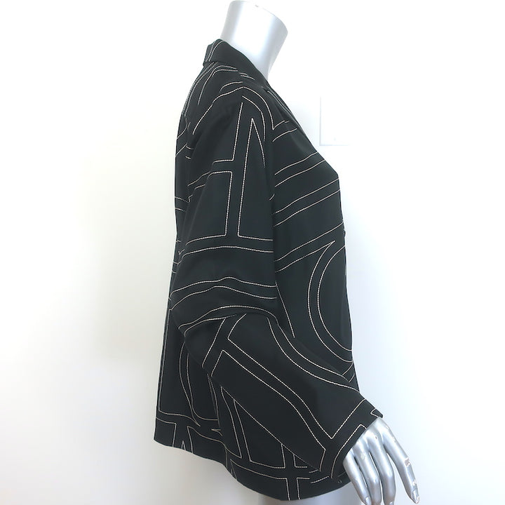 Toteme Monogram Silk PJ Shirt Black Size 32 Long Sleeve Blouse NEW