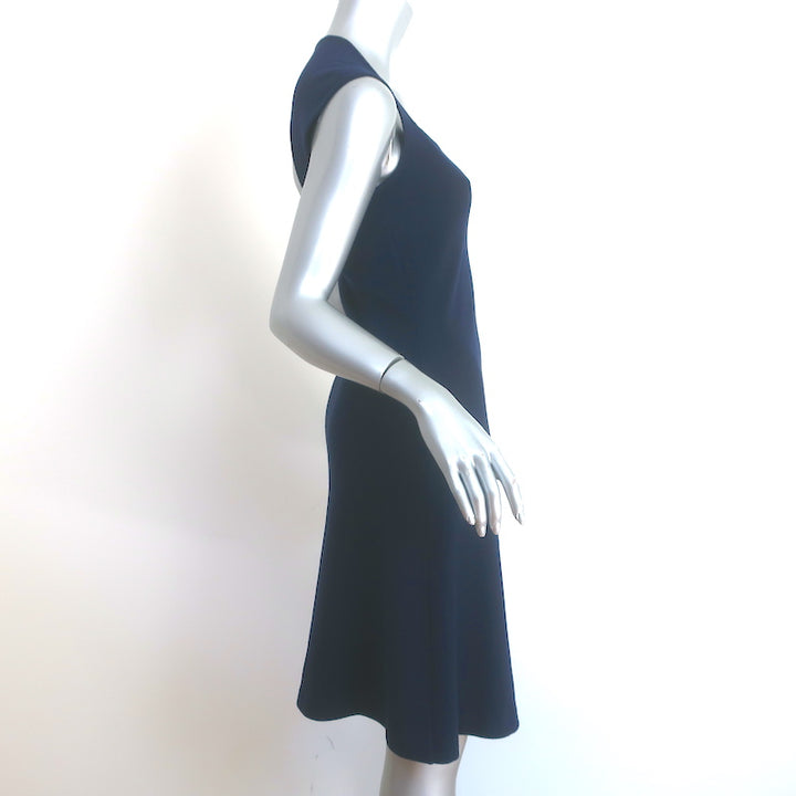 Ralph Lauren Black Label Cutout-Back Dress Navy Stretch Knit Size Medium
