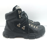 Gucci Flashtrek Hiking Boots Black Suede & Leather Size 38