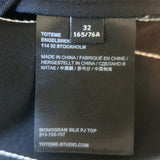 Toteme Monogram Silk PJ Shirt Black Size 32 Long Sleeve Blouse NEW