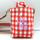 Clare V. x HTH Gingham Mini Tote Red/White Crossbody Bag NEW