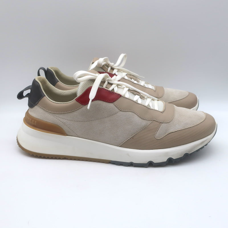 Brunello Cucinelli Colorblock Low Top Sneakers Taupe Suede &amp; Leather Size 44