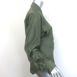Veronica Beard Jada Button Down Blouse Stone Army Silk Size Medium/US 6
