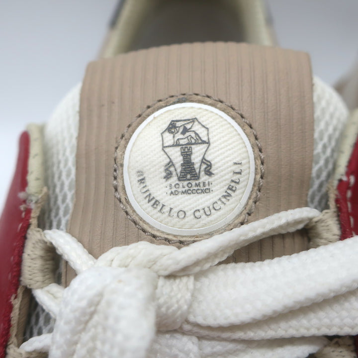 Brunello Cucinelli Colorblock Low Top Sneakers Taupe Suede &amp; Leather Size 44