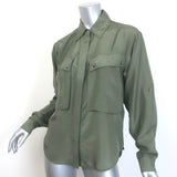 Veronica Beard Jada Button Down Blouse Stone Army Silk Size Medium/US 6