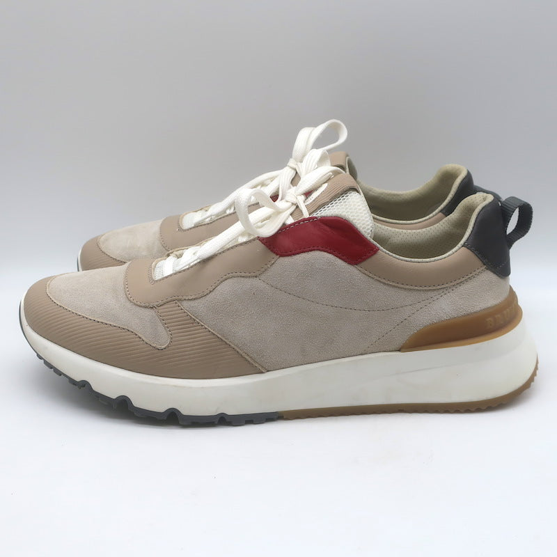 Brunello Cucinelli Colorblock Low Top Sneakers Taupe Suede &amp; Leather Size 44