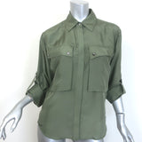 Veronica Beard Jada Button Down Blouse Stone Army Silk Size Medium/US 6