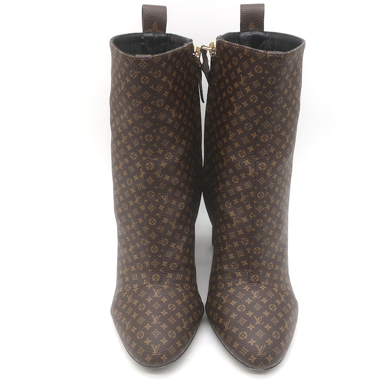 Louis Vuitton Silhouette Ankle Boots Brown Nano Monogram Canvas Size 37