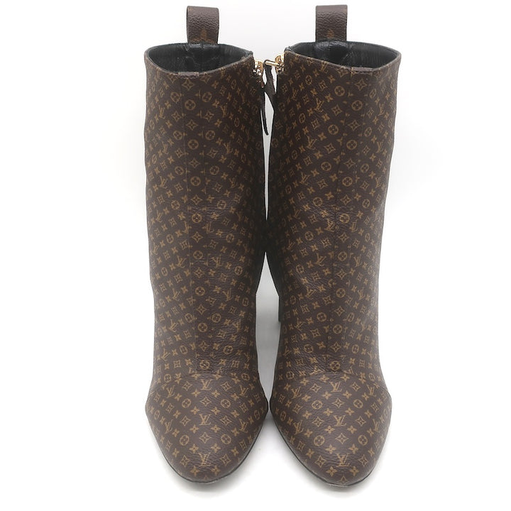 Louis Vuitton Silhouette Ankle Boots Brown Nano Monogram Canvas Size 37