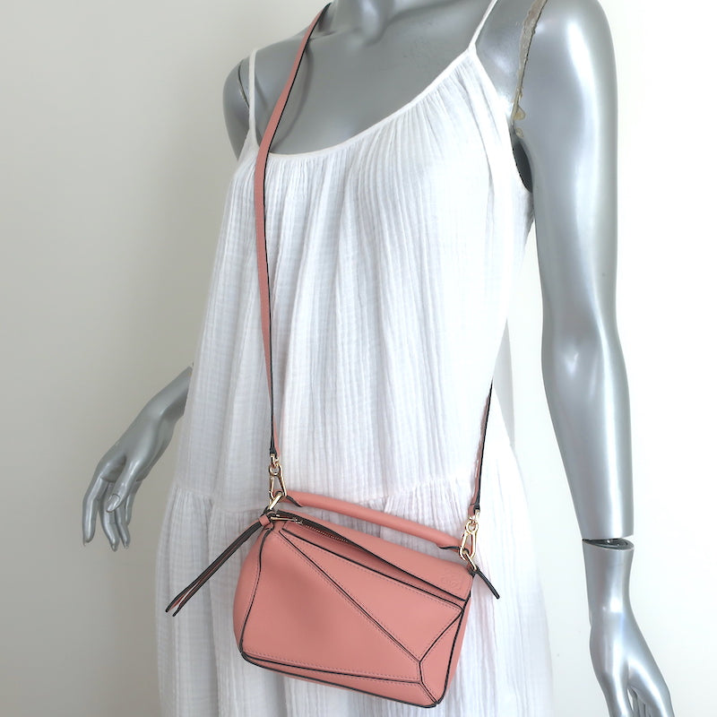 Loewe LOEWE Puzzle Bag Mini Handbag Ladies / Brown x Pink Calf leather
