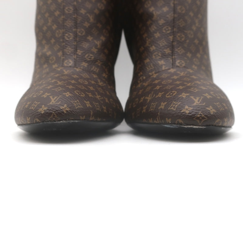 Louis Vuitton Silhouette Ankle Boots Brown Nano Monogram Canvas Size 37