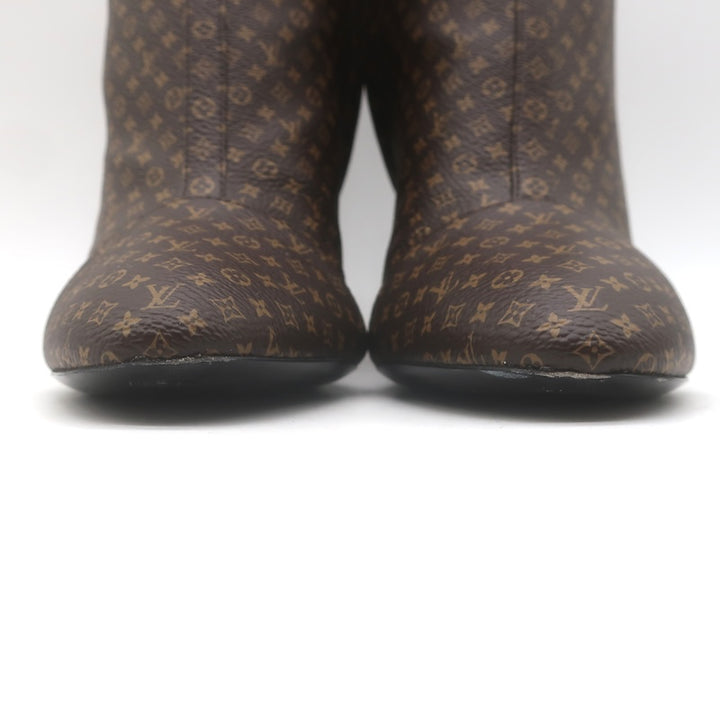 Louis Vuitton Silhouette Ankle Boots Brown Nano Monogram Canvas Size 37