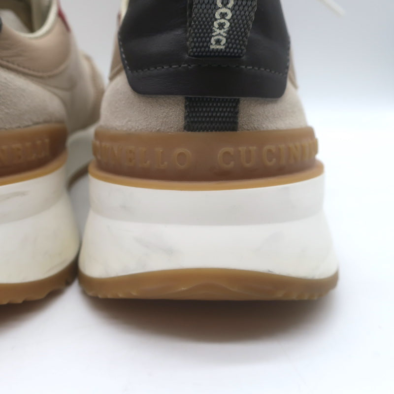 Brunello Cucinelli Colorblock Low Top Sneakers Taupe Suede &amp; Leather Size 44