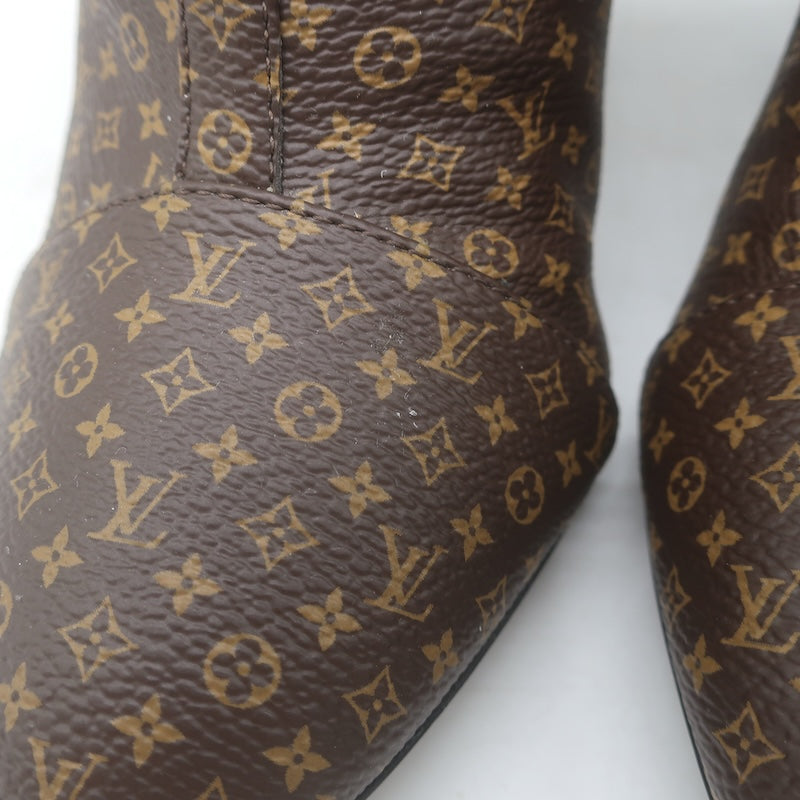 Louis Vuitton Silhouette Ankle Boots Brown Nano Monogram Canvas Size 37