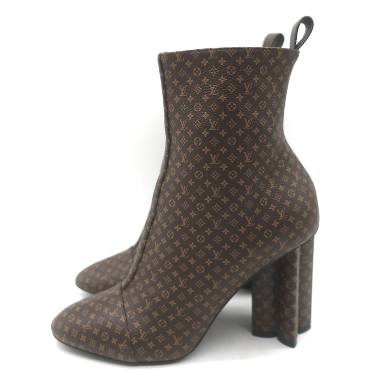 Louis Vuitton Silhouette Ankle Boots Brown Nano Monogram Canvas Size 37