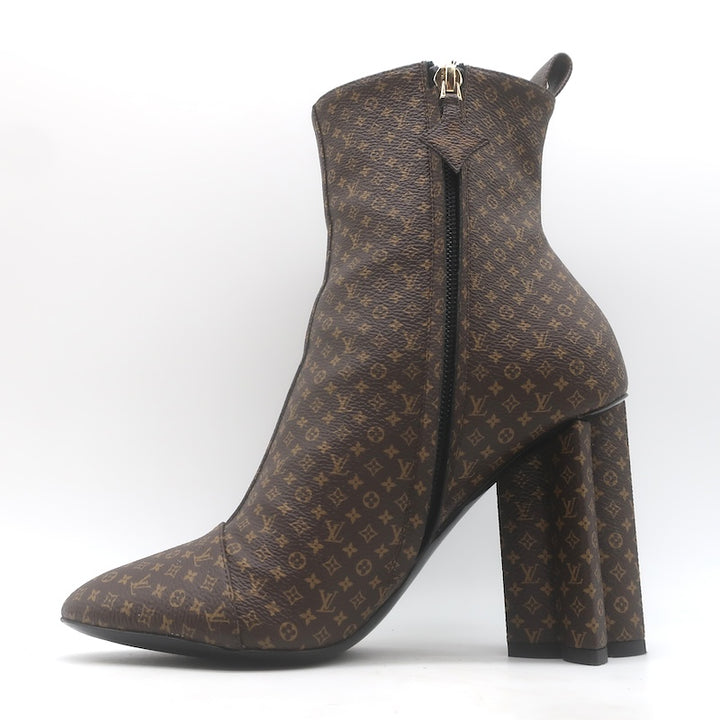 Louis Vuitton Silhouette Ankle Boots Brown Nano Monogram Canvas Size 37