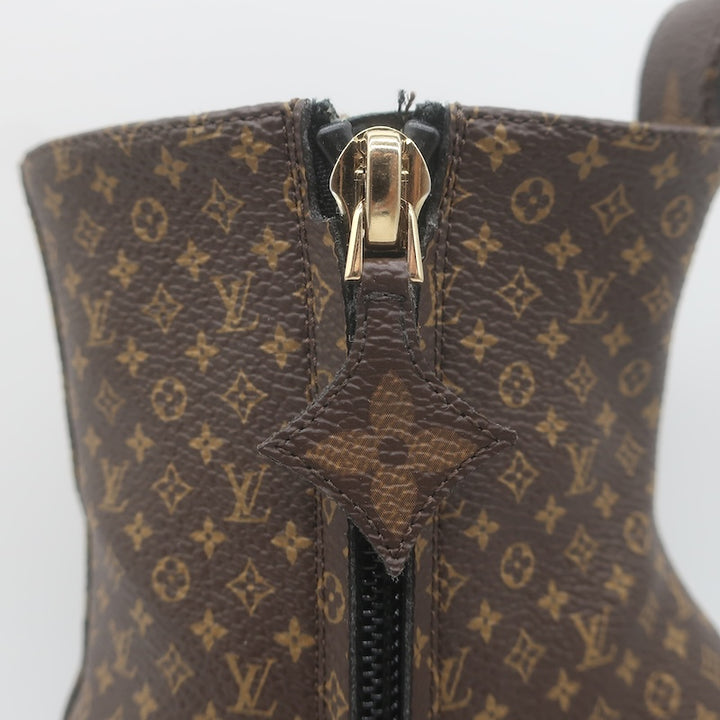 Louis Vuitton Silhouette Ankle Boots Brown Nano Monogram Canvas Size 37