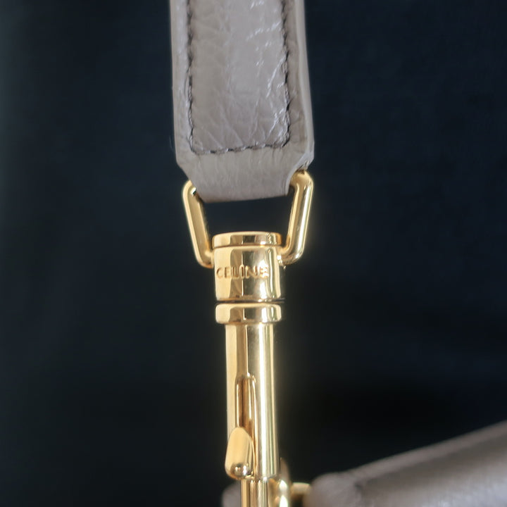 Celine Bucket 16 Bag Taupe Grained Leather Crossbody NEW