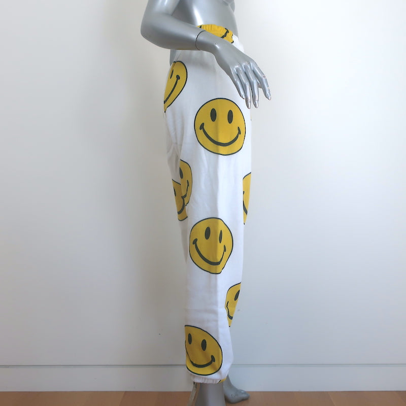 Aviator Nation Smiley Repeat Sweatpants White Size Small NEW