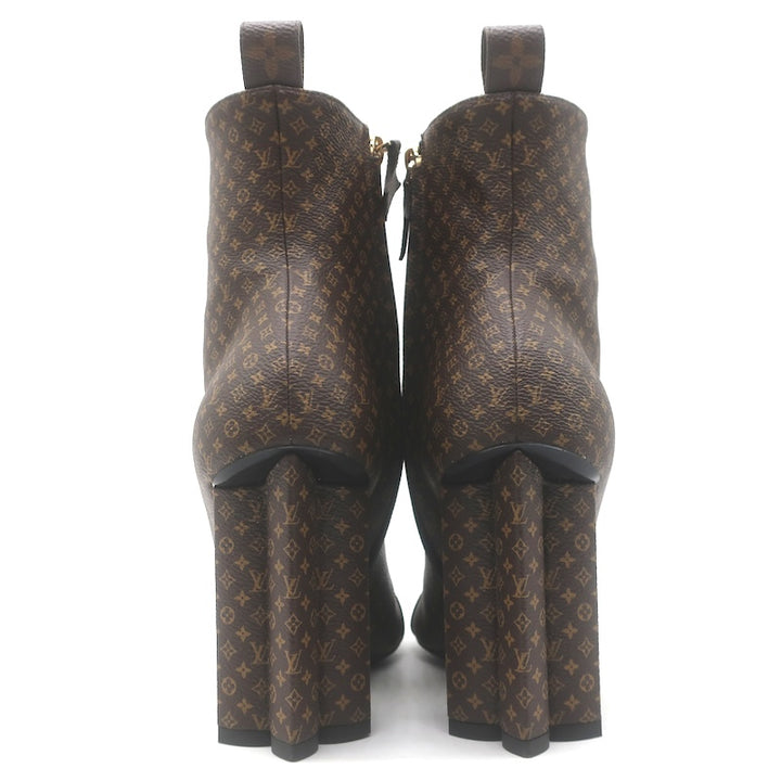 Louis Vuitton Silhouette Ankle Boots Brown Nano Monogram Canvas Size 37