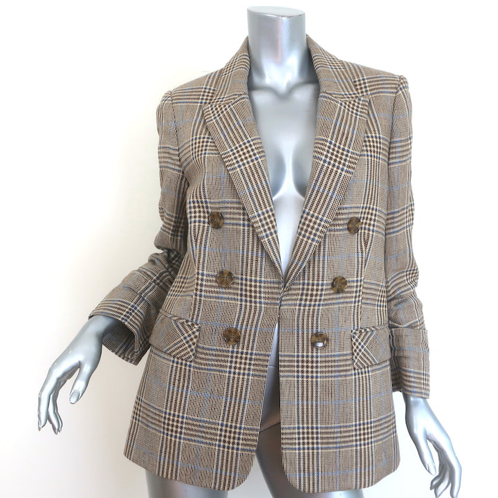 Veronica Beard Beacon Plaid Dickey Jacket Camel Size 8 Double Breasted Blazer