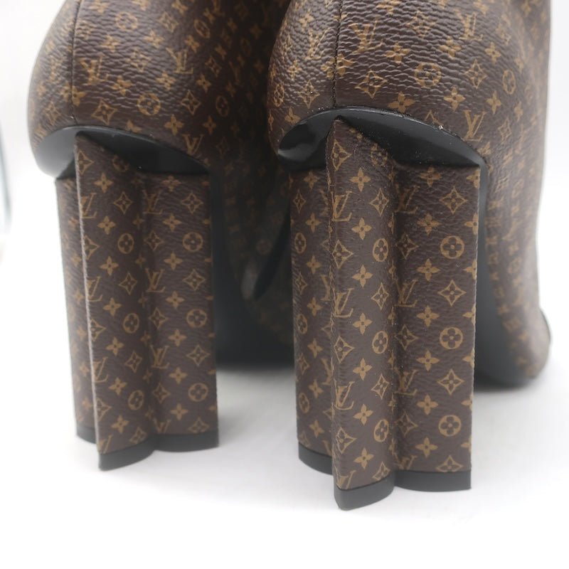 Louis Vuitton Silhouette Ankle Boots Brown Nano Monogram Canvas Size 37