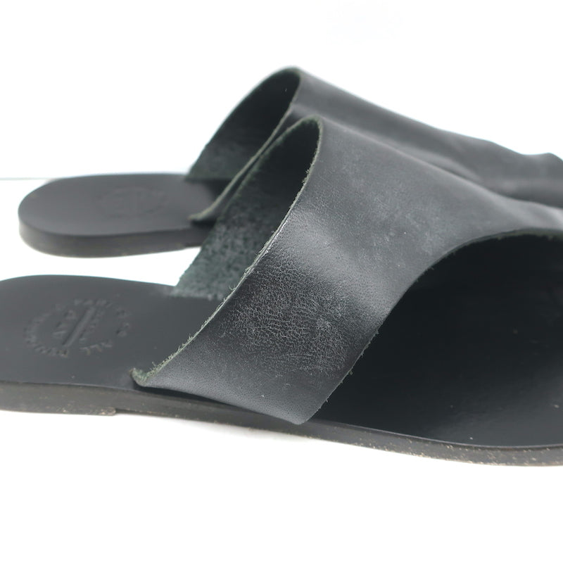 ATP Atelier Rosa Cutout Sandals Black Leather Size 37 Flat Slides