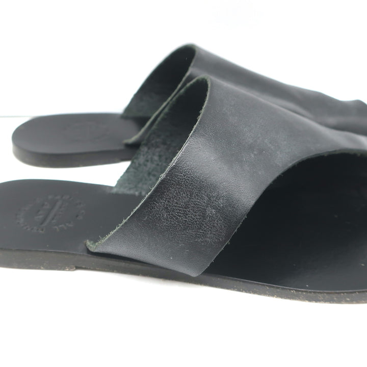 ATP Atelier Rosa Cutout Sandals Black Leather Size 37 Flat Slides