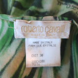 Roberto Cavalli S/S 2001 Runway Plunging Cowl Neck Midi Dress Green Silk Size 42