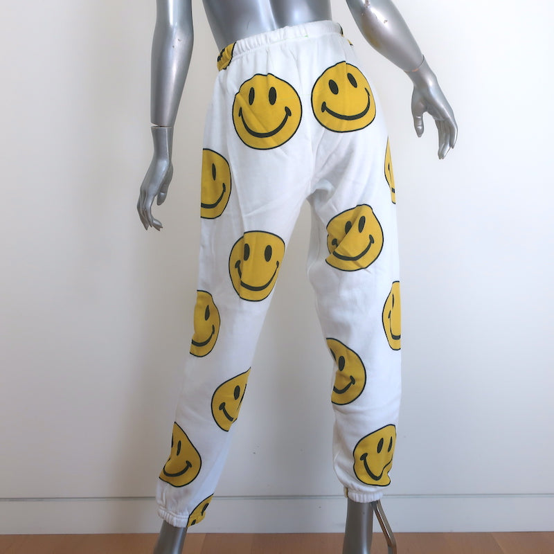 Aviator Nation Smiley Repeat Sweatpants White Size Small NEW