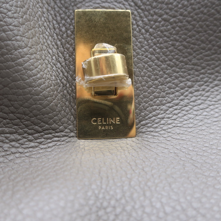 Celine Bucket 16 Bag Taupe Grained Leather Crossbody NEW