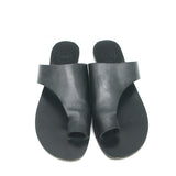 ATP Atelier Rosa Cutout Sandals Black Leather Size 37 Flat Slides