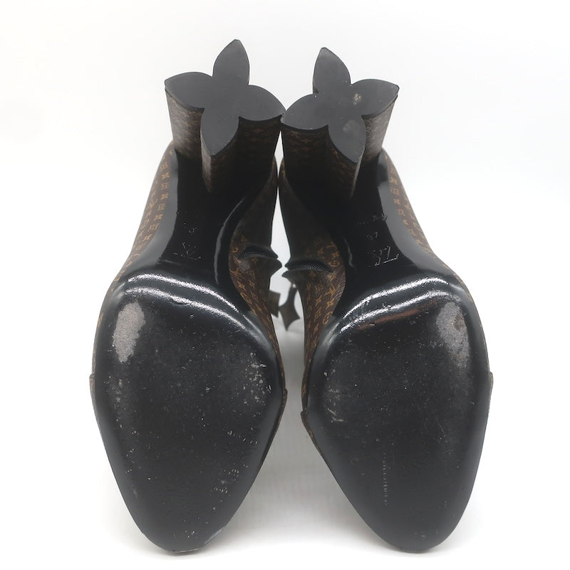 Louis Vuitton Silhouette Ankle Boots Brown Nano Monogram Canvas Size 37
