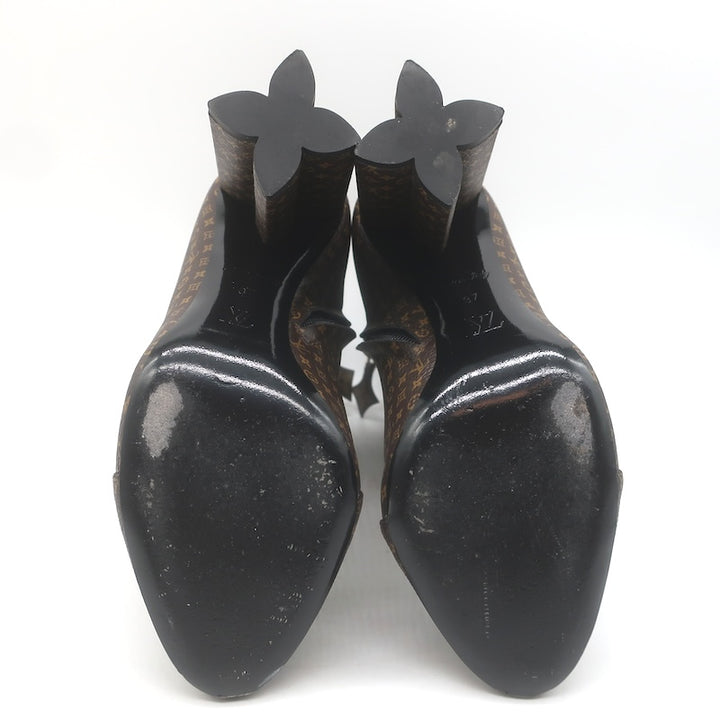 Louis Vuitton Silhouette Ankle Boots Brown Nano Monogram Canvas Size 37