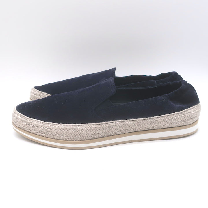 Prada Slip-On Espadrille Sneakers Navy Suede Size 10