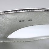 Prada Platform Wedge Thong Sandals Silver Metallic Leather Size 36.5