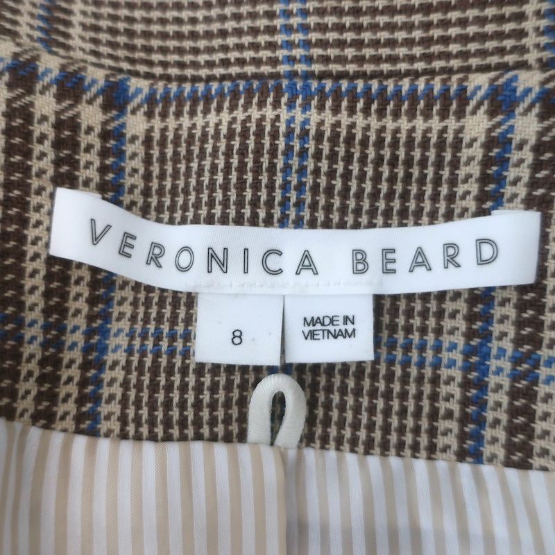 Veronica Beard Beacon Plaid Dickey Jacket Camel Size 8 Double Breasted Blazer