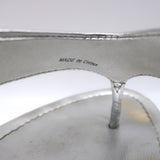 Prada Platform Wedge Thong Sandals Silver Metallic Leather Size 36.5