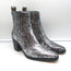 Ganni Callie Western Chelsea Boots Silver Metallic Snake-Print Leather Size 39