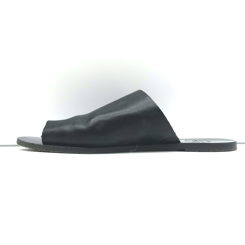 ATP Atelier Rosa Cutout Sandals Black Leather Size 37 Flat Slides