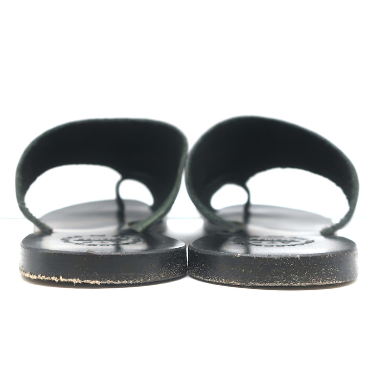 ATP Atelier Rosa Cutout Sandals Black Leather Size 37 Flat Slides