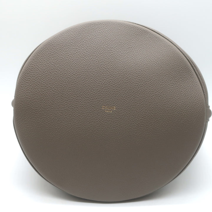 Celine Bucket 16 Bag Taupe Grained Leather Crossbody NEW