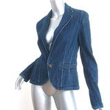 Ralph Lauren Denim Blazer Dark Blue Stretch Cotton Size 10 One-Button Jacket