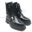 AllSaints Stellar Cap Toe Combat Boots Black Polished Leather Size 8