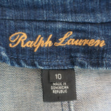 Ralph Lauren Denim Blazer Dark Blue Stretch Cotton Size 10 One-Button Jacket